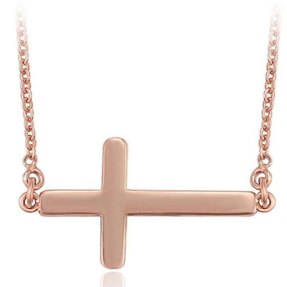 Jewelry - Classic Cross Pendant Necklace 18k Rose Gold Plated